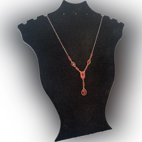 Red Ruby Rhinestone vintage classic baroque Necklace - Picture 4 of 8